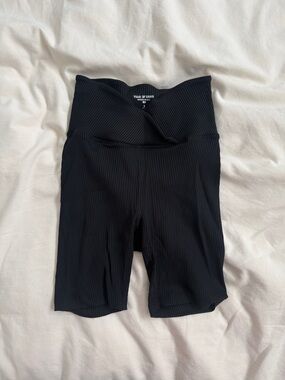 Year of Ours Black Ribbed High-Waist Bike Shorts